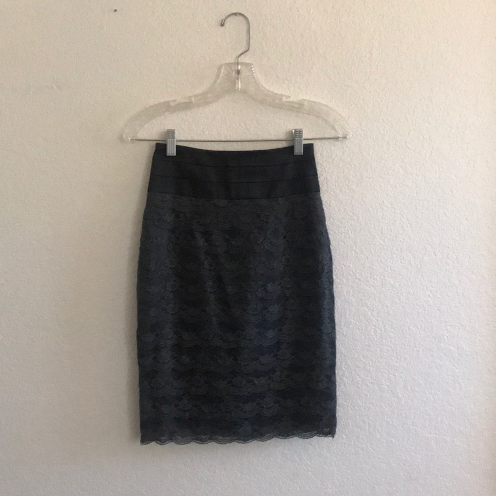 Dark Grey lace high waist pencil skirt (Size 2)